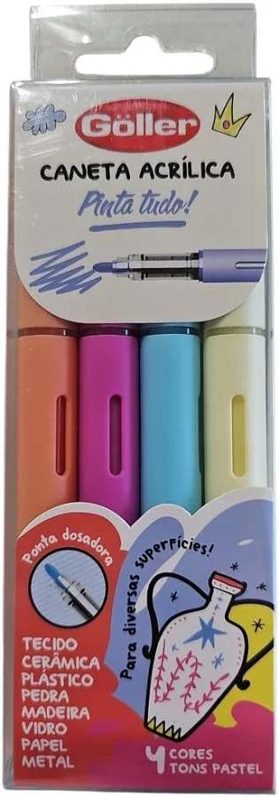 CANETA PINTA TUDO ACRILICA C/4 PCS